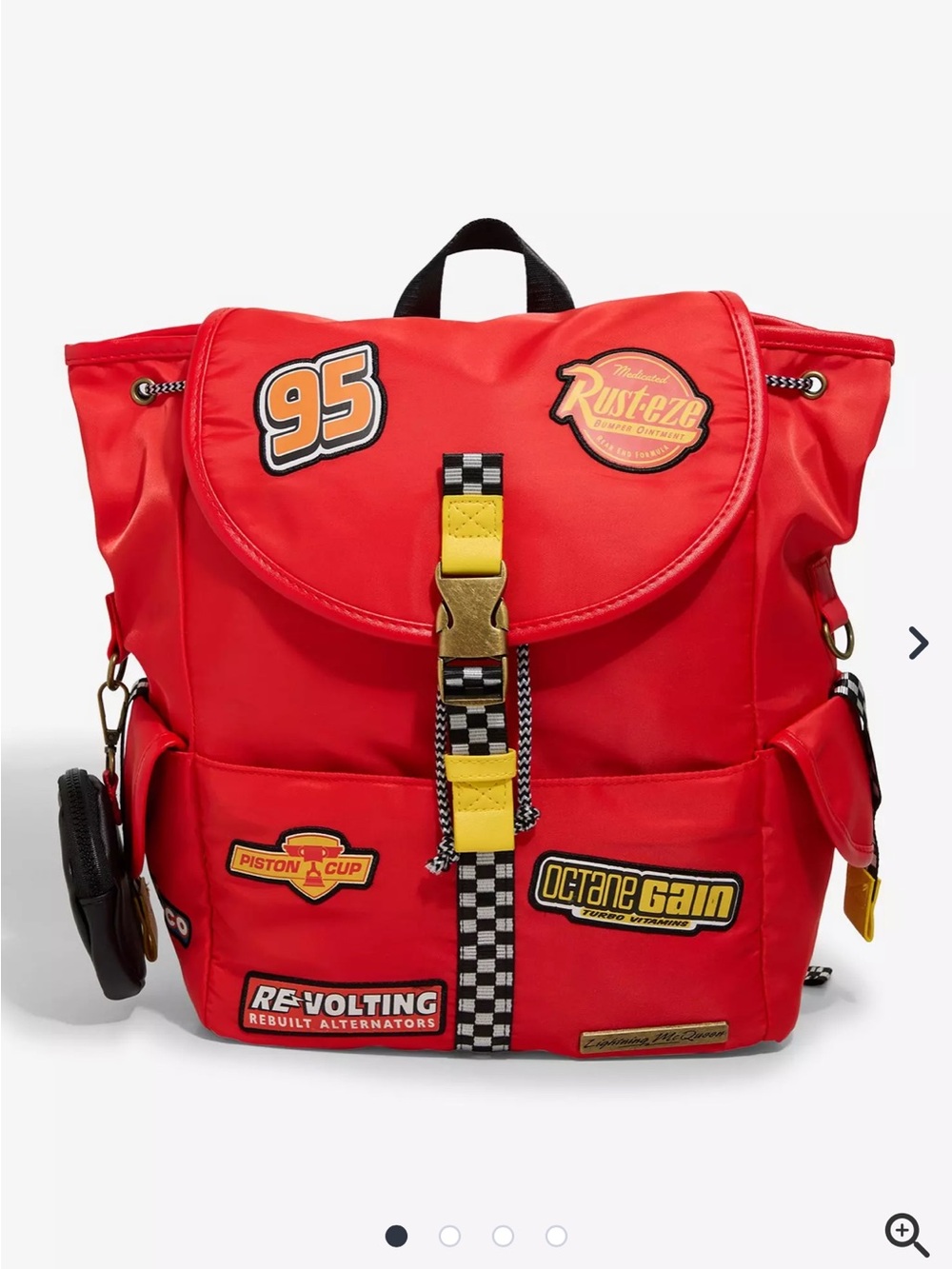 Disney Pixar Cars Lightning McQueen Patches Full-Size Backpack with Coin Purse